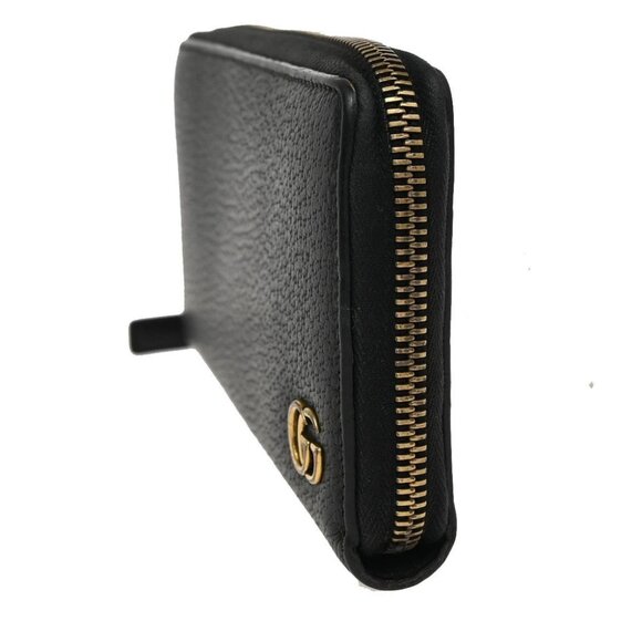 GUCCI GG Logo Marmont Long Zipper Wallet Leather Black GHW Italy 60FC119 - Picture 4 of 14